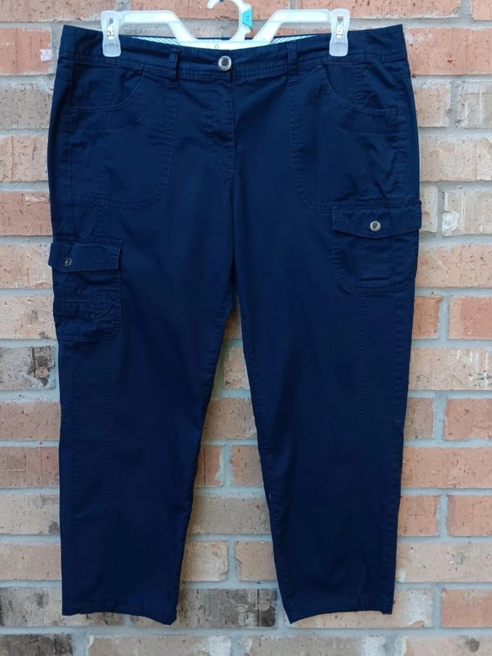 Tommy Hilfiger Womens Crop Capri Cargo Pants 100% Cotton Navy Size 16